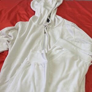 White Hoodie and Sweatpants Set